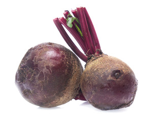Red beet or beetroot on white background
