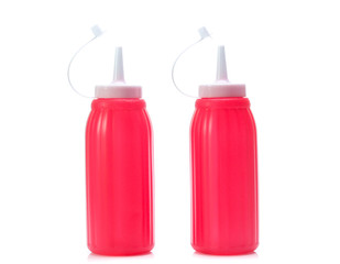 Plastic sauce bottle isolate on white background.