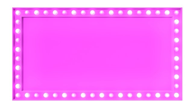 Pink marquee light board sign retro on white background. 3d rendering