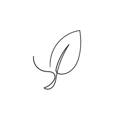 Printed kitchen splashbacks One line hand drawn leaf icon illustration with single line doodle concept vector