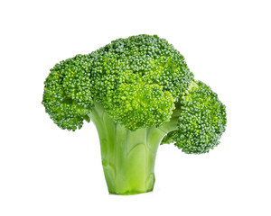 Fresh broccoli in closeup isolated on white background