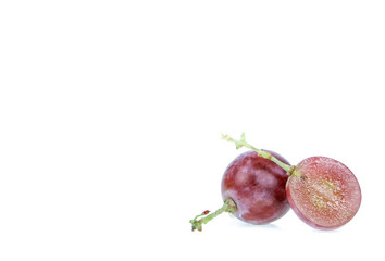 copy space red grapes isolated on white background