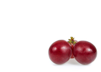 copy space red grapes isolated on white background