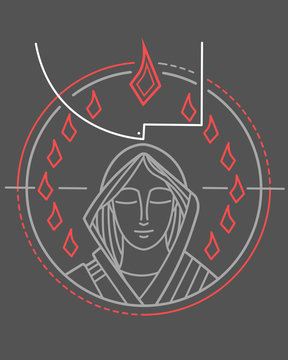 Vector illustration of Virgin Mary and Holy Spirit at Pentecost