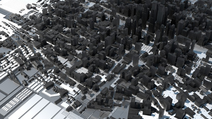 Futuristic 3D City, Aerial View