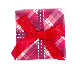 Decorative gift box with red bow an isolated