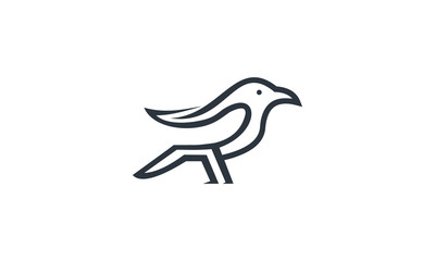 logo bird line black letter r vector