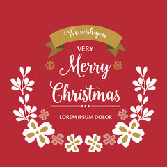 Obraz premium Perfect for card very merry christmas, with cute white flower frame. Vector