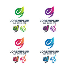 Colorful number 9 with Leaf Logo Design