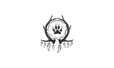 logo traking feet dog vector