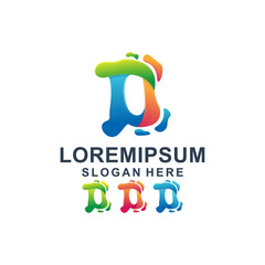 Colorful Letter D with Liquid Logo Design