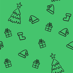 Christmas doodles seamless pattern. Xmas icons texture background.