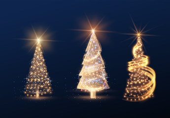 Shiny magic Christmas tree collection vector element background. EPS10