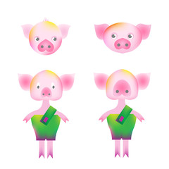 Little pigs fantasy tale with face