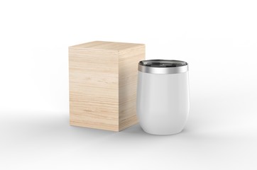 Blank  Insulated Stainless Steel Wine Cup Gift Box For Branding. 3d render illustration.