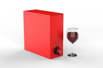 Blank Paper  Hard Box Wine Dispenser with a Tap For Branding. 3d render illustration.
