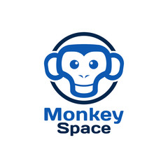 flat clean Monkey head logo design