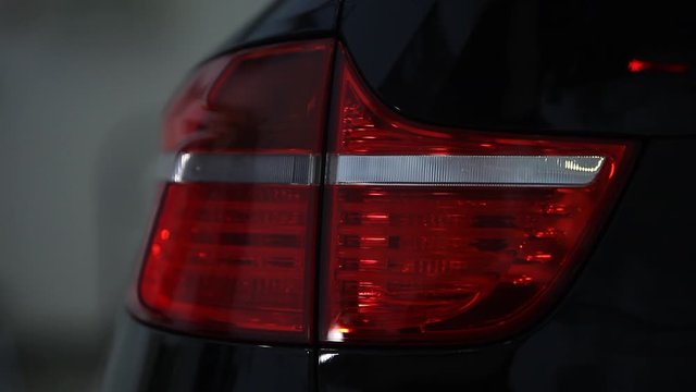advertising of machines, Moscow, 1.11.2018: details close-up: headlights. The icon of the BMW motor company