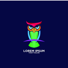 owl bird colorful logo icon design vector 