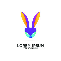 rabbit head colorful logo icon design vector 