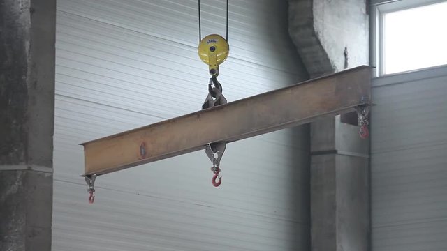 heavy industry concept, construction machinery - Close up crane hook for overhead crane in factory