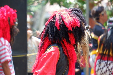 Jatilan/Jhatilan dancer using various mask.