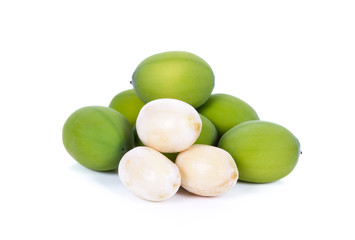  Lotus seeds green on white background