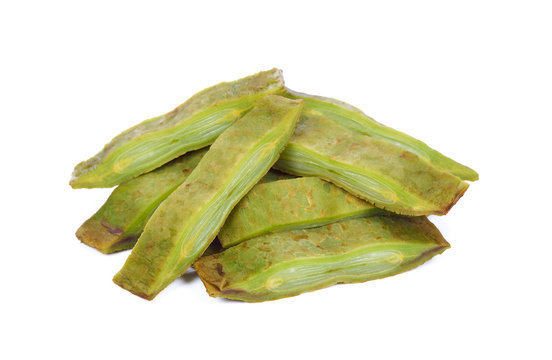 Broken Bone tree , fruit of Damocles tree , Indian Trumpet Flower on white background