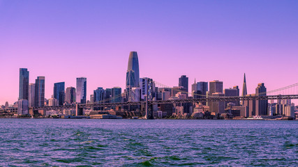 Fototapeta premium new york skyline at sunset