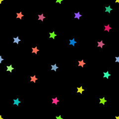 stars multicolor seamless pattern wallpaper with black background vector illustrations
