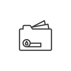 Oil and gas production document folder line icon. linear style sign for mobile concept and web design. Oil file folder outline vector icon. Symbol, logo illustration. Vector graphics