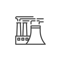 Power plant smoke line icon. linear style sign for mobile concept and web design. Refinery Factory pipes outline vector icon. Symbol, logo illustration. Vector graphics