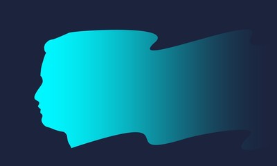 Man avatar profile view. Male face silhouette with dissolved trail