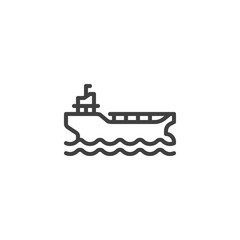 Cargo ship line icon. linear style sign for mobile concept and web design. Oil platform outline vector icon. Symbol, logo illustration. Vector graphics
