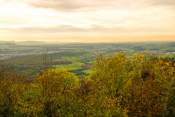 Panoramic view of the hill Hohenstaufen, Germany, to the south