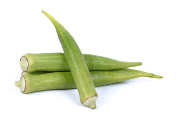 green okra isolated on white background