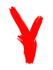 Red paint smears on white background