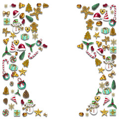 Christmas frame by using materials paint with watercolor to design,and have space to put your text.Concept Christmasday and a happy New Year.