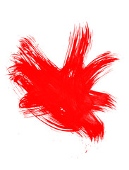 Beautiful red watercolor smears isolated on white background. Abstract red brush