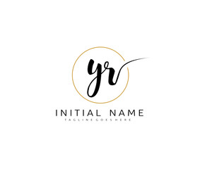 Y R YR Initial handwriting logo vector. Hand lettering for designs.