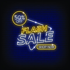 Flash Sale Neon Signs Style Text Vector