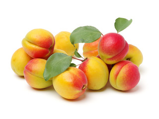 Fresh apricot fruits isolated on white background