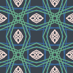 seamless pattern features sleek blue and green angular line. Very stylish and chic design. Perfect for fabric design, print, background,  packaging and other purposes.