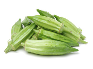 Fresh young okra isolated on white background