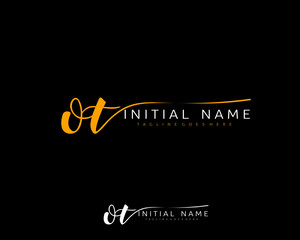 O T OT Initial handwriting logo vector. Hand lettering for designs.