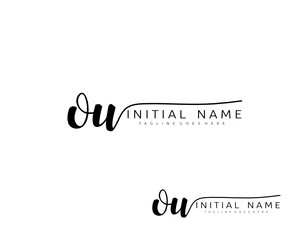 O U OU Initial handwriting logo vector. Hand lettering for designs.