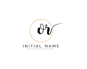 O R OR Initial handwriting logo vector. Hand lettering for designs.