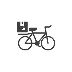 Bicycle delivery box vector icon. filled flat sign for mobile concept and web design. Courier delivery service glyph icon. Symbol, logo illustration. Vector graphics