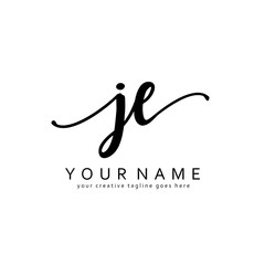 Handwriting J E JE initial logo template vector