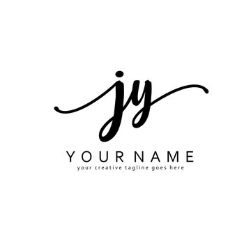 Handwriting J Y JY initial logo template vector